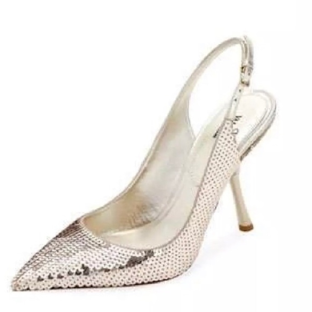 Valentino Garavani Platinum Sequin Slingback Heel